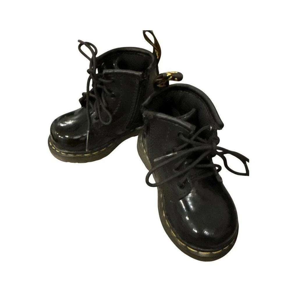 Dr. Martens Brooklee Patent Leather Combat Boots Toddler Sz 5 Black Grunge Ankle